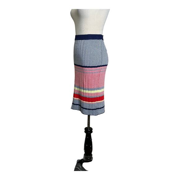 Lucy Paris blue red striped knit pull on tube skirt size Small - Picture 8 of 12